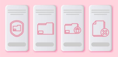 Satır Doküman dizin korumasını, Belge dizinini, Dizini sil ve dosya belgesini sil. Beyaz dikdörtgen düğme. Vektör