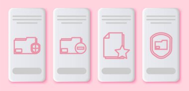 Satır Doküman dizin korumasını, Belge dizinini eksi ile, Belge dizinini yıldız ve Belge dizin korumasıyla ayarla. Beyaz dikdörtgen düğme. Vektör