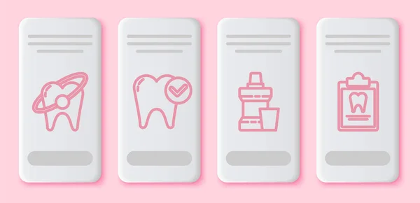 Zestaw Linii Wybielanie Zębów Koncepcja Koncepcja Wybielania Zębów Mouthwash Plastikowej — Wektor stockowy