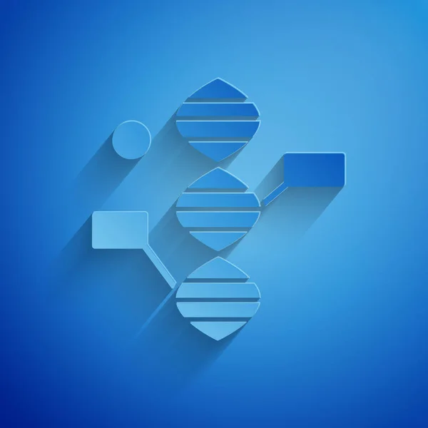 Paper Cut Dna Symbol Icon Isolated Blue Background Paper Art — Stock Vector