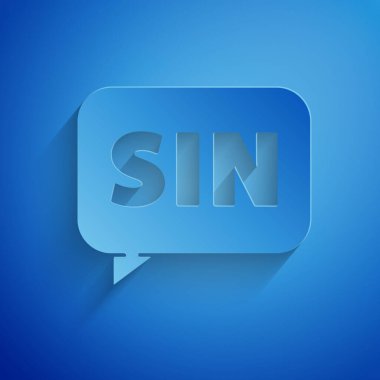 Kağıt kesiği Matematik fonksiyonu sinüs simgesi mavi arkaplanda izole edildi. Kağıt sanatı tarzı. Vektör İllüstrasyonu