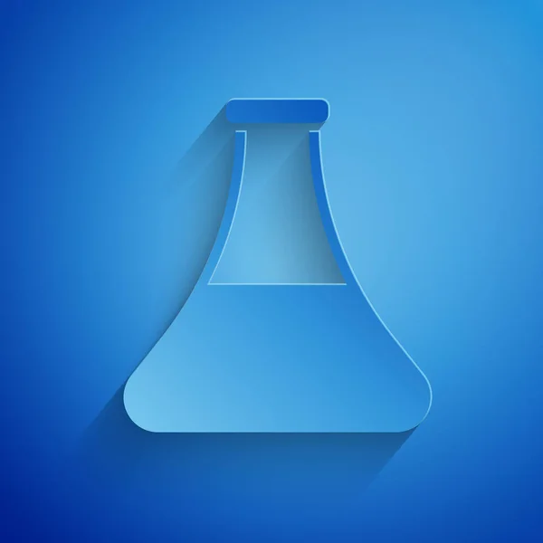 Papiergeschnittenes Reagenzglas Symbol Isoliert Auf Blauem Hintergrund Papierkunst Vektorillustration — Stockvektor
