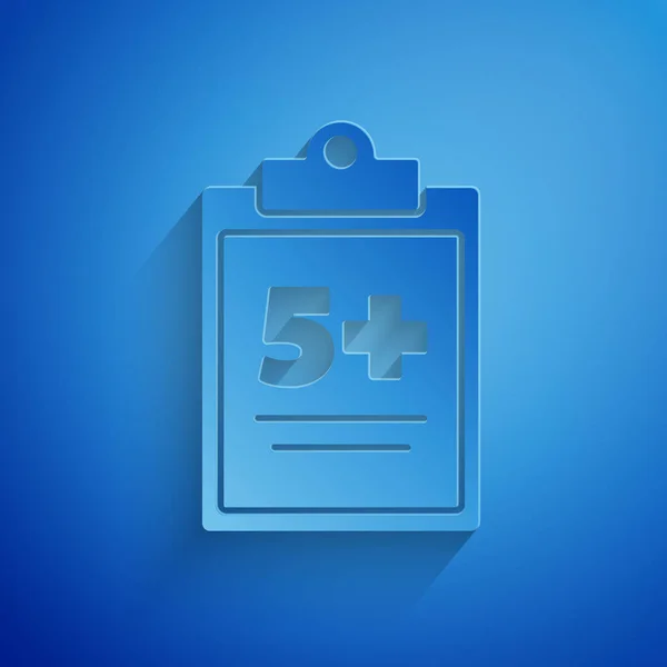 Papiergeschnittenes Test Oder Prüfungsbogen Symbol Auf Blauem Hintergrund Prüfungsarbeit Prüfungskonzept — Stockvektor