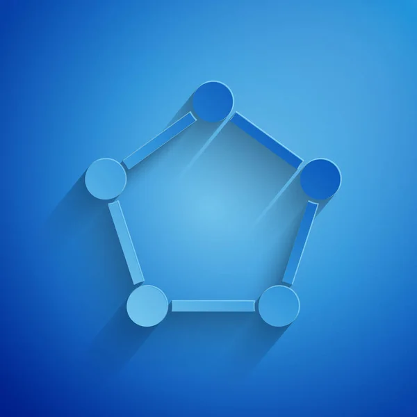 Χάρτινο Κόψιμο Γεωμετρική Φιγούρα Εικονίδιο Πενταγωνικού Πρίσματος Απομονωμένο Μπλε Φόντο — Διανυσματικό Αρχείο