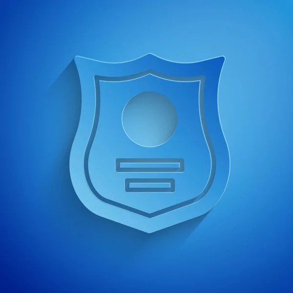 Κομμένο Χαρτί Αστυνομικό Σήμα Εικονίδιο Απομονωμένο Μπλε Φόντο Σήμα Του — Διανυσματικό Αρχείο