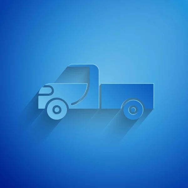 Χαρτί Περικοπή Εικόνα Φορτηγό Pickup Απομονώνονται Μπλε Φόντο Στυλ Χάρτινης — Διανυσματικό Αρχείο