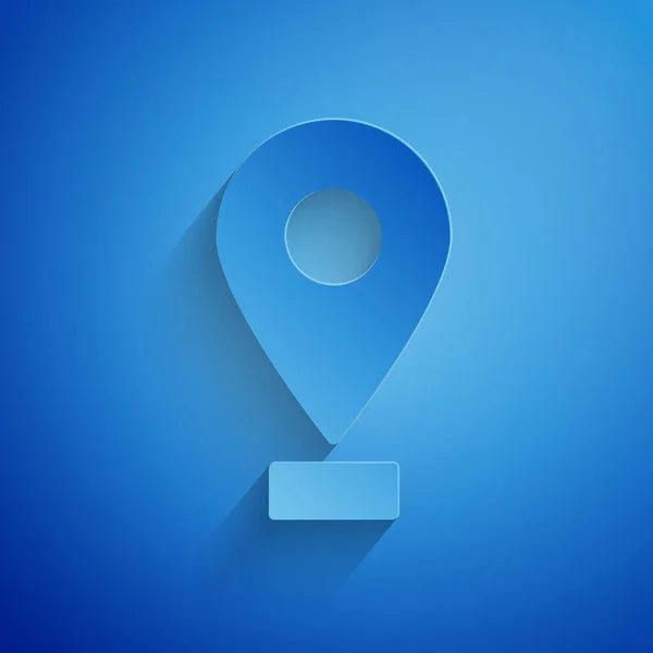 Corte Papel Icono Pin Mapa Aislado Sobre Fondo Azul Navegación — Vector de stock