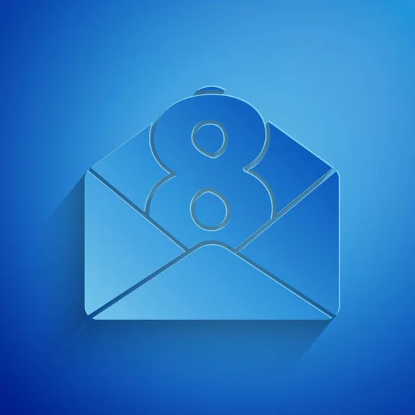 Enveloppe Coupée Papier Avec Icône Mars Isolée Sur Fond Bleu — Image vectorielle