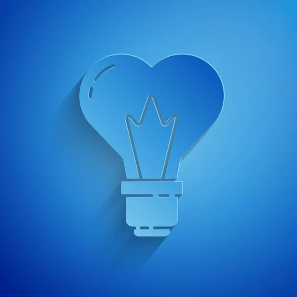 Papier Découpé Forme Coeur Dans Une Icône Ampoule Isolée Sur — Image vectorielle