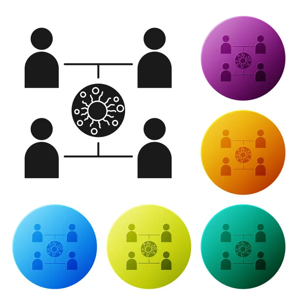 Ícone Propagação Vírus Preto Isolado Fundo Branco Infográficos Infecção Por — Vetor de Stock