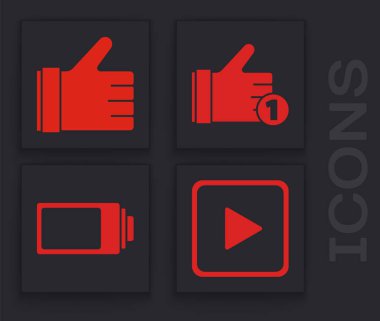 Kare olarak oynat, Hand like, Hand like ve pil şarj seviyesi gösterge simgesi gibi. Vektör