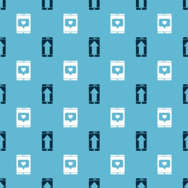 Akıllı telefonu, cep telefonunu ve cep telefonunu ayarlayın ve kalbinde kusursuz bir desen olsun. Vektör