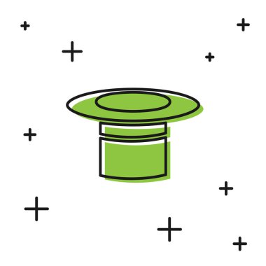 Siyah Sihirbaz şapka simgesi beyaz arkaplanda izole edildi. Sihir numarası. Gizemli eğlence konsepti. Vektör İllüstrasyonu