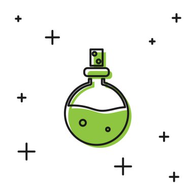 Beyaz arka planda izole edilmiş aşk ikonu ikonu olan siyah şişe. Sevgililer Günü sembolü. Vektör İllüstrasyonu