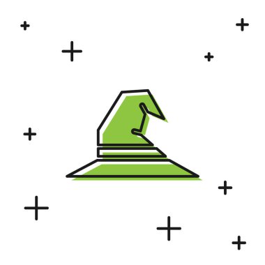 Siyah Cadı şapkası simgesi beyaz arkaplanda izole edildi. Mutlu Cadılar Bayramı Partisi. Vektör İllüstrasyonu