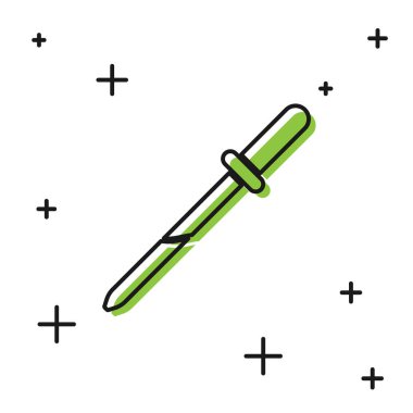 Siyah Pipette simgesi beyaz arkaplanda izole edildi. Tıbbi elementler, kimya laboratuarı ekipmanları. Tıp sembolü. Vektör İllüstrasyonu