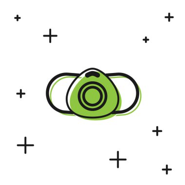 Siyah tıbbi maske simgesi beyaz arkaplanda izole edilmiş. Vektör İllüstrasyonu