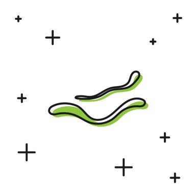 Siyah Ebola virüsü ikonu beyaz arka planda izole edilmiş. Vektör İllüstrasyonu