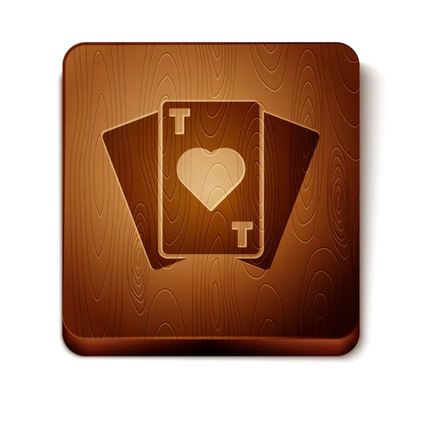 Icono Cartas Brown Playing Aislado Sobre Fondo Blanco Juego Casino — Vector de stock