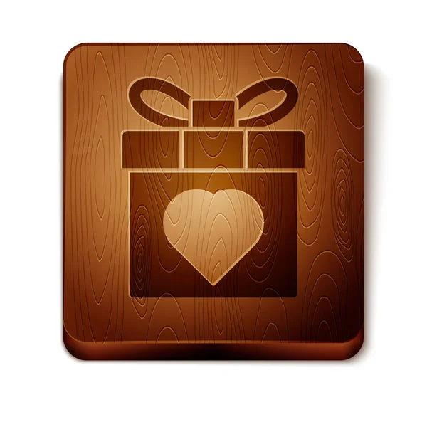 Коричневая Подарочная Коробка Значок Сердца Белом Фоне Марта Международный День — стоковый вектор