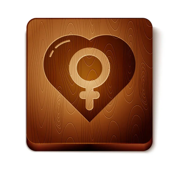 Braunes Weibliches Geschlecht Herzsymbol Isoliert Auf Weißem Hintergrund Venus Symbol — Stockvektor