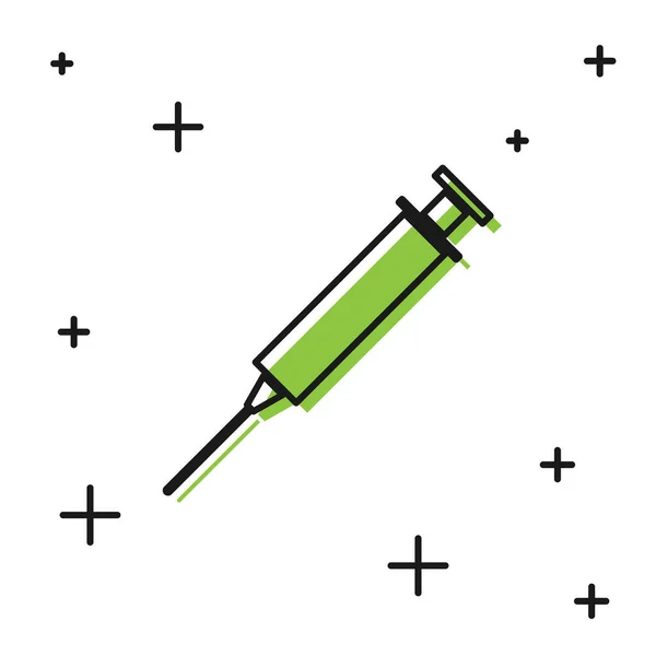 Черный Шприц Значок Изолирован Белом Фоне Шприц Вакцины Вакцинации Инъекции — стоковый вектор