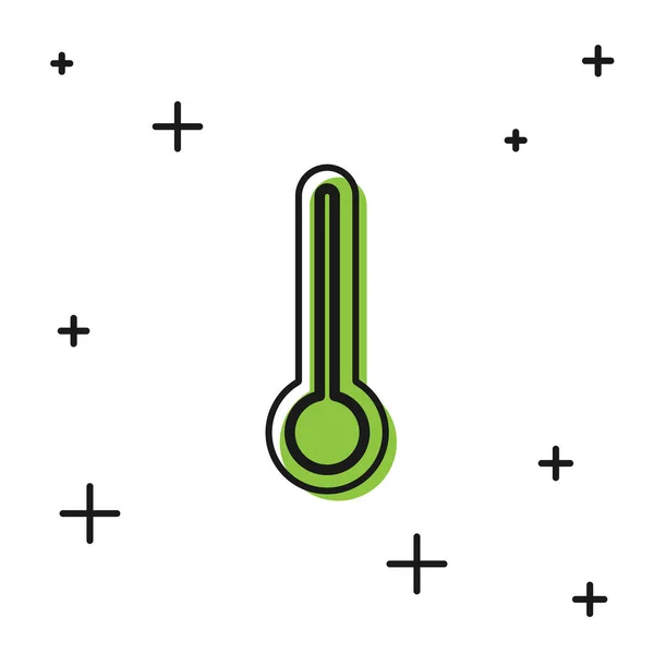 Zwarte Medische Thermometer Voor Medisch Onderzoek Pictogram Geïsoleerd Witte Achtergrond — Stockvector