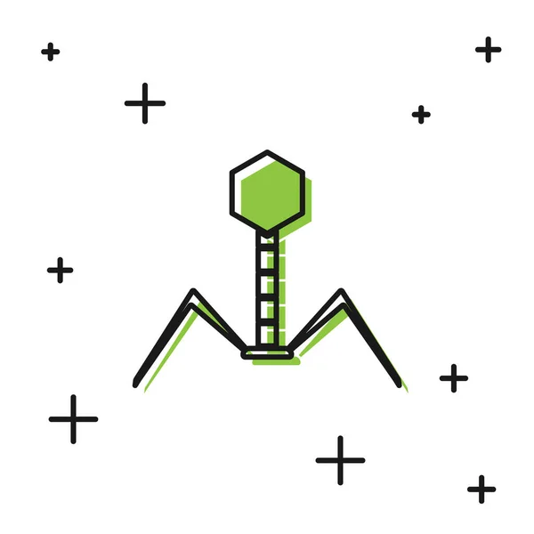 Svart Bakterier Bakteriofage Ikon Isolerad Vit Bakgrund Bakterieinfektion Tecken Mikroskopiska — Stock vektor