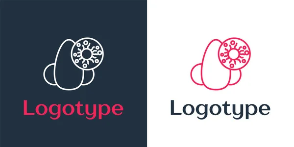 Logotype Ligne Nez Qui Coule Icône Virus Isolé Sur Fond — Image vectorielle