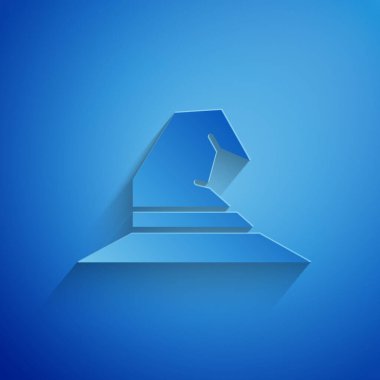 Kağıt kesiği cadı şapkası simgesi mavi arkaplanda izole edilmiş. Mutlu Cadılar Bayramı Partisi. Kağıt sanatı tarzı. Vektör İllüstrasyonu