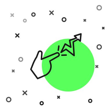 Siyah çizgi büyü simgesi beyaz arkaplanda izole edildi. Büyücü el büyüler yapıyor. Vektör İllüstrasyonu