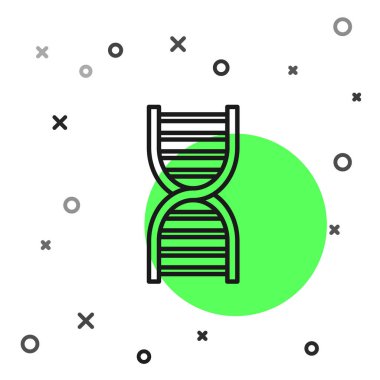 Beyaz arka planda siyah çizgi DNA sembolü simgesi izole edildi. Vektör İllüstrasyonu
