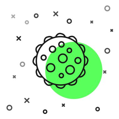 Siyah çizgi Virüs simgesi beyaz arkaplanda izole edildi. Corona virüsü 2019-nCoV. Bakteri ve mikroplar, hücre kanseri, mikrop, mantar. Vektör İllüstrasyonu