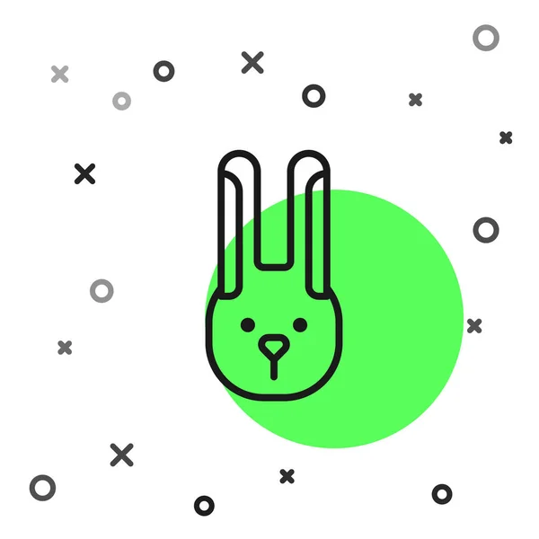 Ligne Noire Lapin Avec Icône Oreilles Isolées Sur Fond Blanc — Image vectorielle