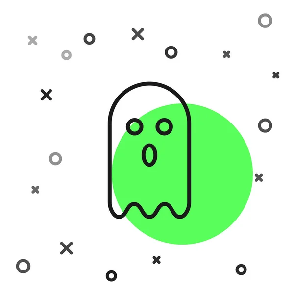 Línea Negra Icono Fantasma Aislado Sobre Fondo Blanco Ilustración Vectorial — Vector de stock