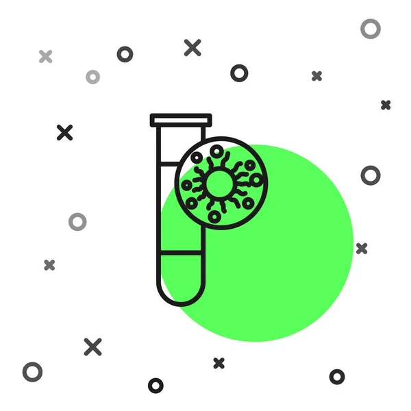실험실의 시험관에는 바이러스와 박테리아 아이콘 배경에 분리되어 미생물 사기적 — 스톡 벡터