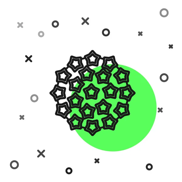 黑线病毒图标隔离在白色背景 Corona Virus 2019 Ncov 细菌和细菌 细胞癌 微生物 病媒图解 — 图库矢量图片