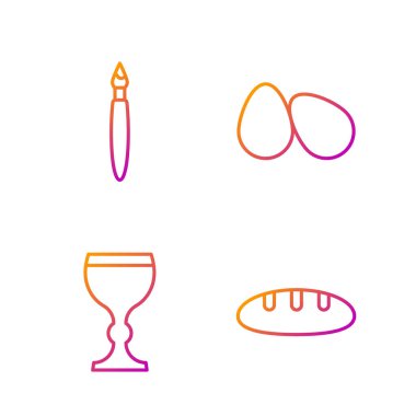 Ekmek somunu, şarap bardağı, boya fırçası ve Paskalya yumurtası. Renk simgeleri. Vektör