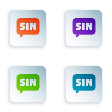 Renk Matematiği fonksiyonu sinüs simgesi beyaz arkaplanda izole edildi. Kare düğmelere renkli simgeleri yerleştir. Vektör İllüstrasyonu