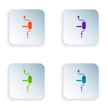 Renkli El matkabı simgesi beyaz arkaplanda izole edildi. Kare düğmelere renkli simgeleri yerleştir. Vektör İllüstrasyonu