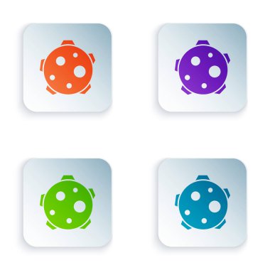 Renk Gezegeni simgesi beyaz arkaplanda izole edildi. Kare düğmelere renkli simgeleri yerleştir. Vektör İllüstrasyonu