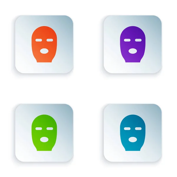 Ikona Color Thief Maski Izolowane Białym Tle Maska Bandyty Przestępco — Wektor stockowy