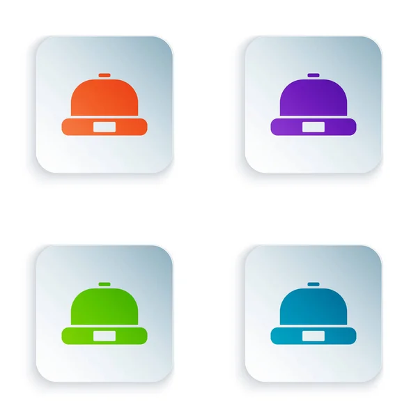 Colore Cappello Beanie Icona Isolato Sfondo Bianco Impostare Icone Colorate — Vettoriale Stock
