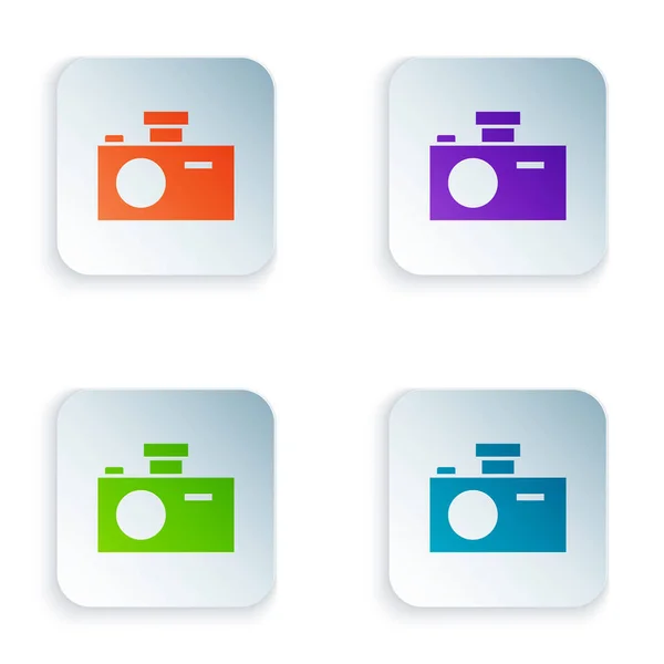 Farbe Fotokamera Symbol Isoliert Auf Weißem Hintergrund Ikone Der Fotokamera — Stockvektor