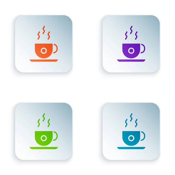 Color Coffee Cup Icon Isolated White Background Tea Cup Hot — Stock Vector