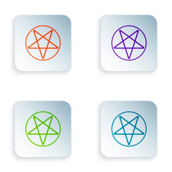 Pentagrama Color Icono Círculo Aislado Sobre Fondo Blanco Símbolo Mágico — Vector de stock
