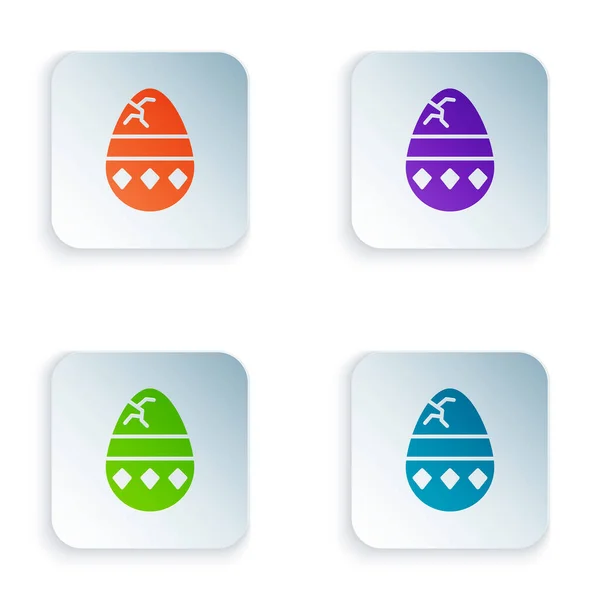 Цвет Разбитое Яйцо Значок Изолирован Белом Фоне Счастливой Пасхи Установите — стоковый вектор