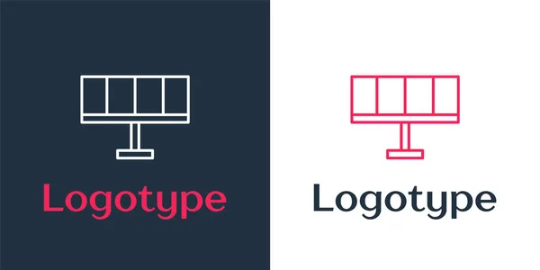 Logotyp Line Solární Panel Ikona Izolované Bílém Pozadí Prvek Šablony — Stockový vektor