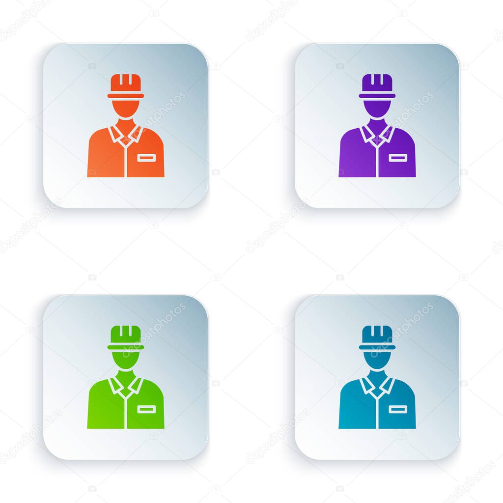 Color Oilman icon isolated on white background. Set colorful icons in square buttons. Vector Illustration
