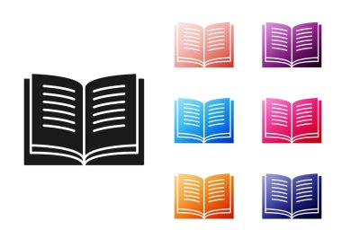 Siyah Açık kitap simgesi beyaz arkaplanda izole edildi. Simgeleri renklendirin. Vektör İllüstrasyonu
